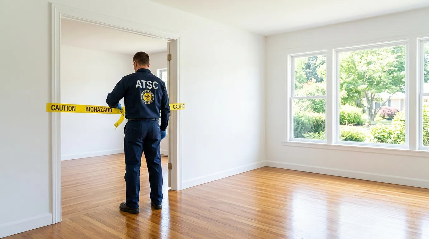 Certified biohazard cleanup crew performing Decomposition Cleanup in Franconia